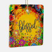 Leuke bloemengezegende kleurrijke  inspiratie keramisch ornament (Rechts)