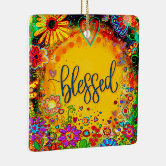 Leuke bloemengezegende kleurrijke  inspiratie keramisch ornament (Rechts)