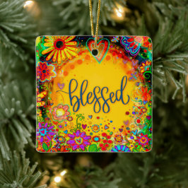 Leuke bloemengezegende kleurrijke inspiratie keramisch ornament