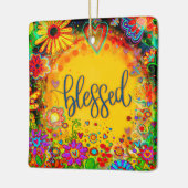 Leuke bloemengezegende kleurrijke  inspiratie keramisch ornament (Links)