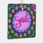 Leuke Bloemenglimlach Paarse Hart Inspirivity Keramisch Ornament (Rechts)