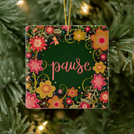 Leuke Bloemengroene pauze die inspiratie aanmoedig Keramisch Ornament