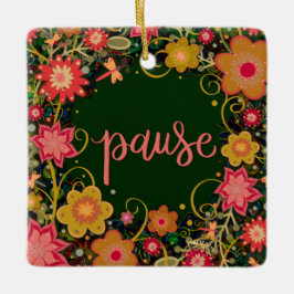 Leuke Bloemengroene pauze die inspiratie aanmoedig Keramisch Ornament