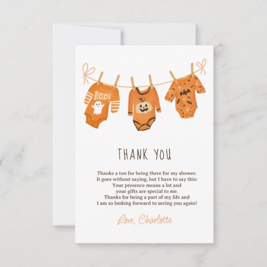 Leuke bloemenhalloween dank u baby shower bedankkaart (Voorkant)