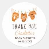 Leuke bloemenhalloween dank u baby shower ronde sticker (Voorkant)