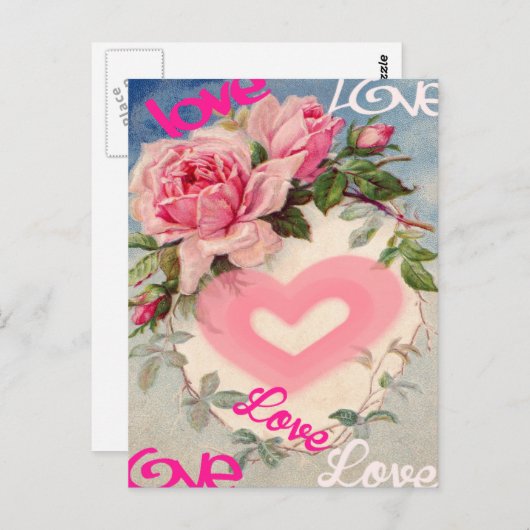 Leuke bloemenkaart, liefje briefkaart (Voorkant / Achterkant)