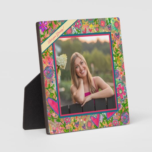 Leuke bloemenliefde harten fotobericht fotoplaat (Voorkant)