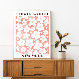 Leuke Bloemenmarkt Retro Daisy Roze Terracotta Poster