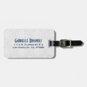 Leuke bloemenolifant in marineblauw & wit bagagelabel (Voorkant horizontaal)