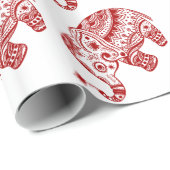 Leuke bloemenolifant in wit bordeaux rood cadeaupapier (Rol Hoek)