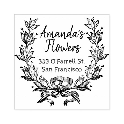Leuke bloemenretour en zakelijk adres rubberstempel (Afrduk)