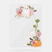 Leuke bloemenspookpompoen welkom baby shower acryl bord (Voorkant)