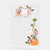 Leuke bloemenspookpompoen welkom baby shower acryl bord (Hoek)