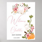 Leuke bloemenspookpompoen welkom baby shower poster (Voorkant)