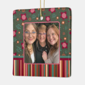 Leuke bloemenstreep op maat foto tweezijdig keramisch ornament (Links)