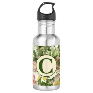 Leuke bloemenvaas Tuin Planten Waterverf Monogram Waterfles