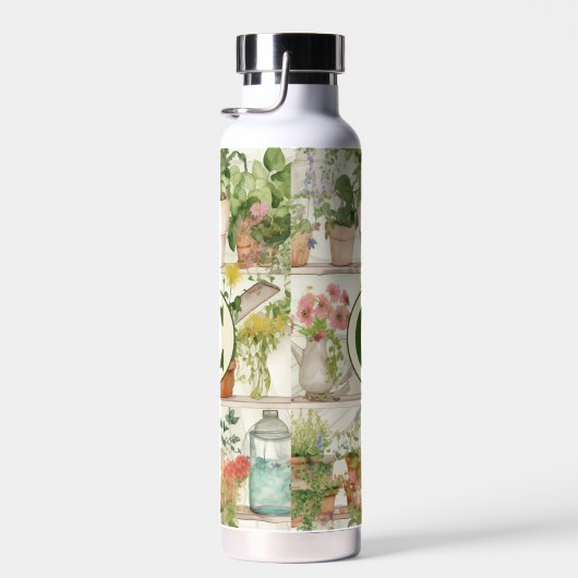 Leuke bloemenvaas Tuin Planten Waterverf Monogram Waterfles (Rechts)