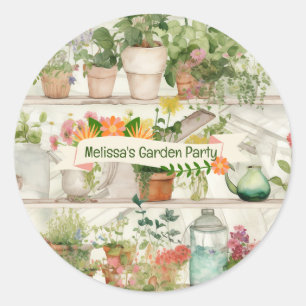 Leuke bloemenvaas Tuin Planten Waterverf Party Ronde Sticker