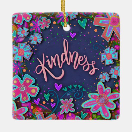 Leuke Bloemenvriendelijkheid  Hart Inspirivity Keramisch Ornament (Voorkant)