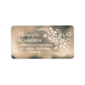 Leuke bloemetjes beige bruin bruiloft adresetikett etiket (Voorkant)