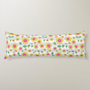 Leuke bloemetjes geel roze kinder madeliefjes lichaamskussen