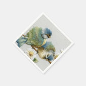 Leuke bloemige blauwgroen munt Groene borduurvogel Servetten (Hoek)