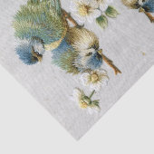 Leuke bloemige blauwgroen munt Groene borduurvogel Tissuepapier (Detail)