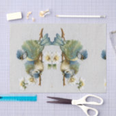 Leuke bloemige blauwgroen munt Groene borduurvogel Tissuepapier (Craft)