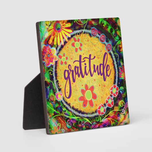 Leuke bloemige gele dankbaarheid grillig fotoplaat (Voorkant)