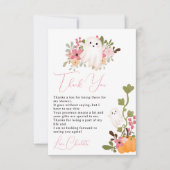 Leuke bloemige spookpompoen kleine boo baby shower bedankkaart (Voorkant)