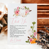 Leuke bloemige spookpompoen kleine boo baby shower bedankkaart