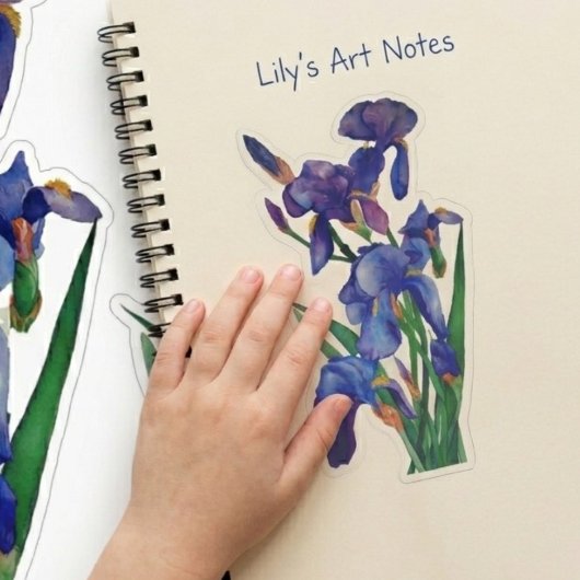 Leuke bloemige waterverf Iris Cadeau Duo Sticker