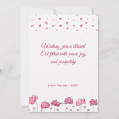 Leuke bloemrijke roze moskee islamitische Eid Muba Feestdagenkaart (Achterkant)