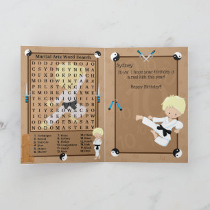 Leuke Blonde Jongens Karate Woordzoekactie Gefelic Kaart