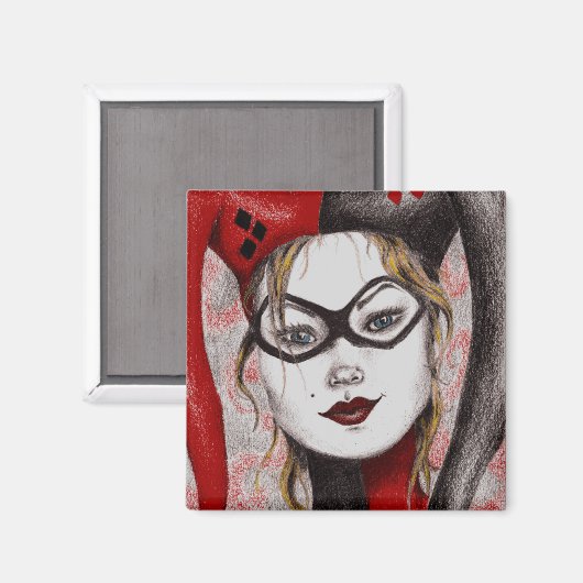 Leuke Blondine Jester Meisje Art Magnet (Voorkant / Achterkant)