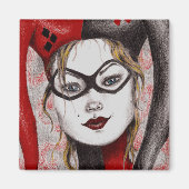 Leuke Blondine Jester Meisje Art Magnet (Voorkant)
