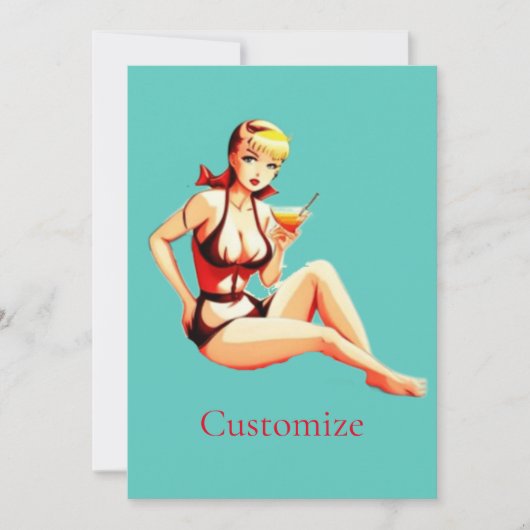 Leuke Blondine Martini Bikini Meisje Thunder_Cove Kaart (Voorkant)