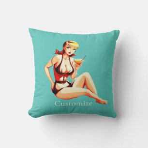 Leuke Blondine Martini Bikini Meisje Thunder_Cove Kussen