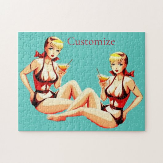 Leuke Blondine Martini Bikini Meisje Thunder_Cove Legpuzzel (Horizontaal)
