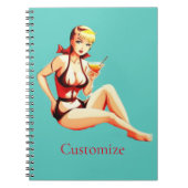 Leuke Blondine Martini Bikini Meisje Thunder_Cove Notitieboek (Voorkant)