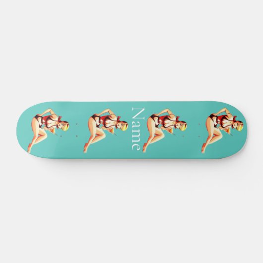 Leuke Blondine Martini Bikini Meisje Thunder_Cove Persoonlijk Skateboard (Horizontaal)