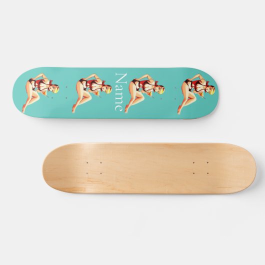 Leuke Blondine Martini Bikini Meisje Thunder_Cove Persoonlijk Skateboard (Horizontaal)