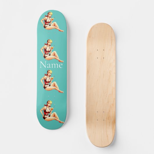 Leuke Blondine Martini Bikini Meisje Thunder_Cove Persoonlijk Skateboard (Voorkant)