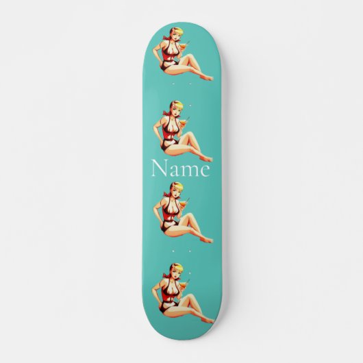 Leuke Blondine Martini Bikini Meisje Thunder_Cove Persoonlijk Skateboard (Voorkant)