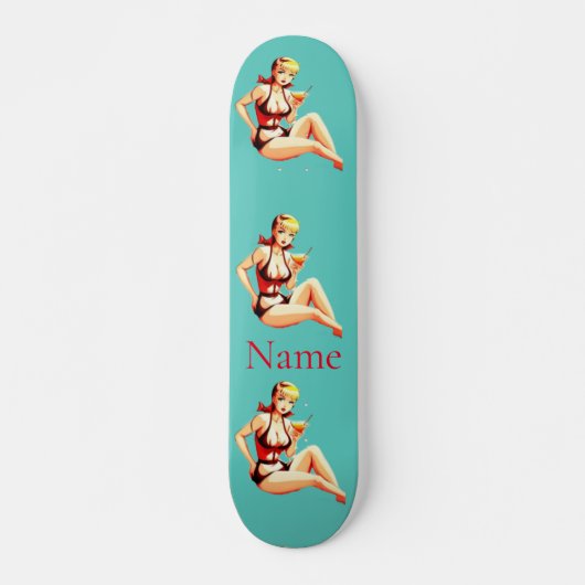 Leuke Blondine Martini Bikini Meisje Thunder_Cove Persoonlijk Skateboard (Voorkant)