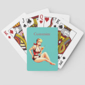 Leuke Blondine Martini Bikini Meisje Thunder_Cove Pokerkaarten (Achterkant)