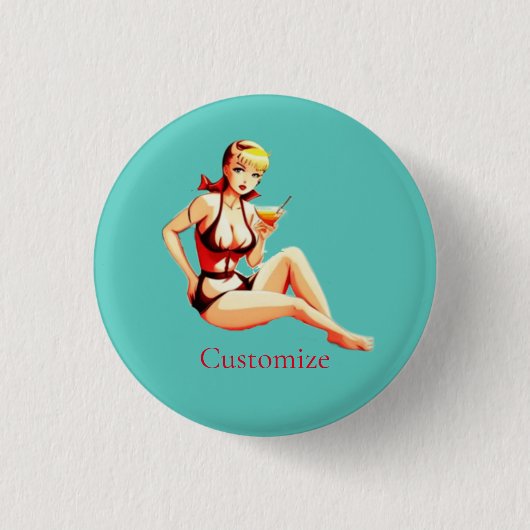 Leuke Blondine Martini Bikini Meisje Thunder_Cove Ronde Button 3,2 Cm (Voorkant)