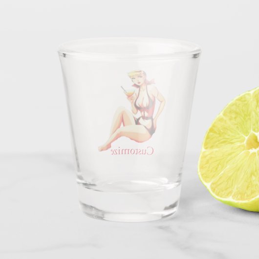 Leuke Blondine Martini Bikini Meisje Thunder_Cove Shot Glas (Achterkant)