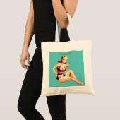 Leuke Blondine Martini Bikini Meisje Thunder_Cove Tote Bag (Voorkant (product))