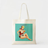 Leuke Blondine Martini Bikini Meisje Thunder_Cove Tote Bag (Voorkant)